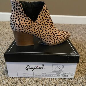 Qupid Tan and Black Ankle Booties with Western Flair